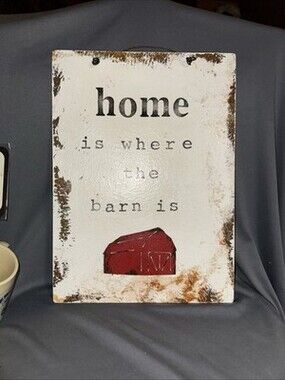 Rustic Farmhouse Metal Sign “Home Is Where The Barn Is” 10.5x14